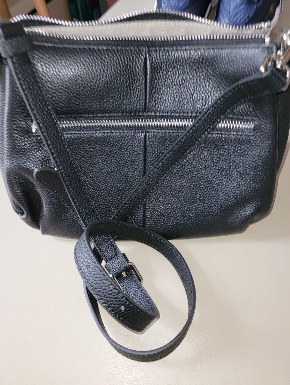 NWT - Befen Black Pebbled Leather Crossbody/Shoulder Bag With 2 Sized Straps.
